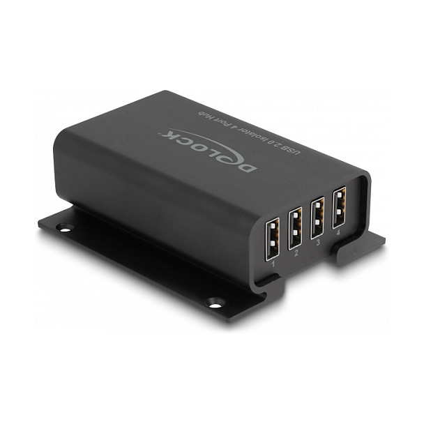 Hub USB DeLOCK 64226 / USB 2.0 / 4x USB-A / Izolim 5 kV / 480 Mbit/s / USB-B / Montim DIN Rail - Zezë 2