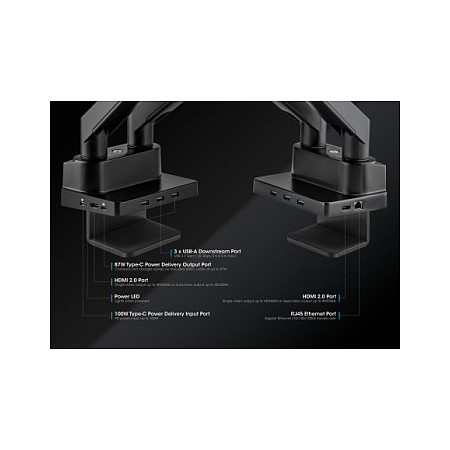 Mbajtëse për Monitor Manhattan 461887 / 2 Monitorë / 17–32" / deri 9kg për Monitor / VESA 75x75 & 100x100 / Gas Spring - Zezë 6