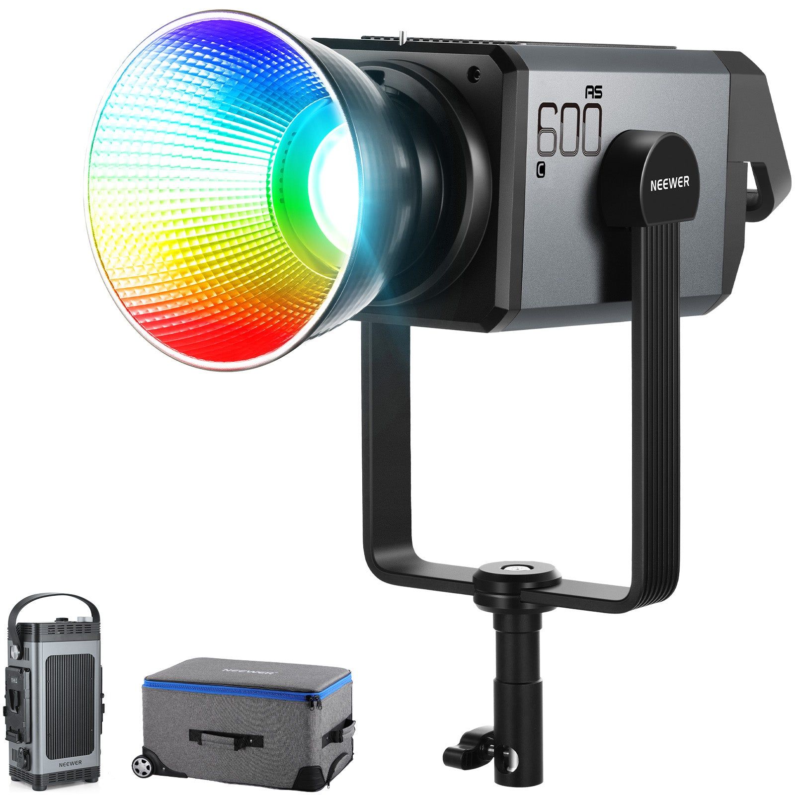 Dritë e Mençur Neewer AS600C, RGB, 600W, 56000Lux, 2500-7500K, CRI 95+, TLCI 98+, DMX, Bowens Mount - Zezë