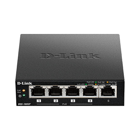 D-Link DES-105 5-Port Fast Ethernet Unmanaged Desktop Switch – 5x RJ45 10/100Mbps, Metal Housing, Fanless, Plug & Play, Zezë 3