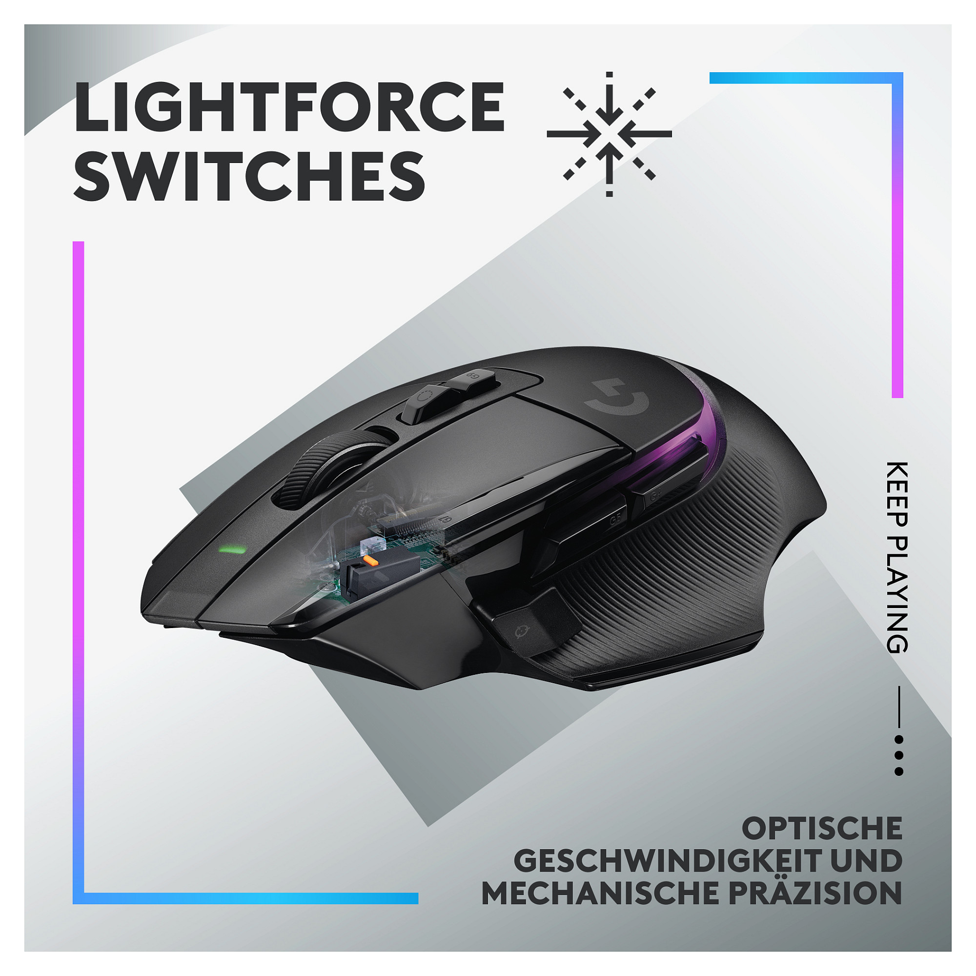 Maus Gaming Logitech G G502 X Plus / Wireless / HERO 25K / 25.600 DPI / 13 Butona / RGB - Zezë 9