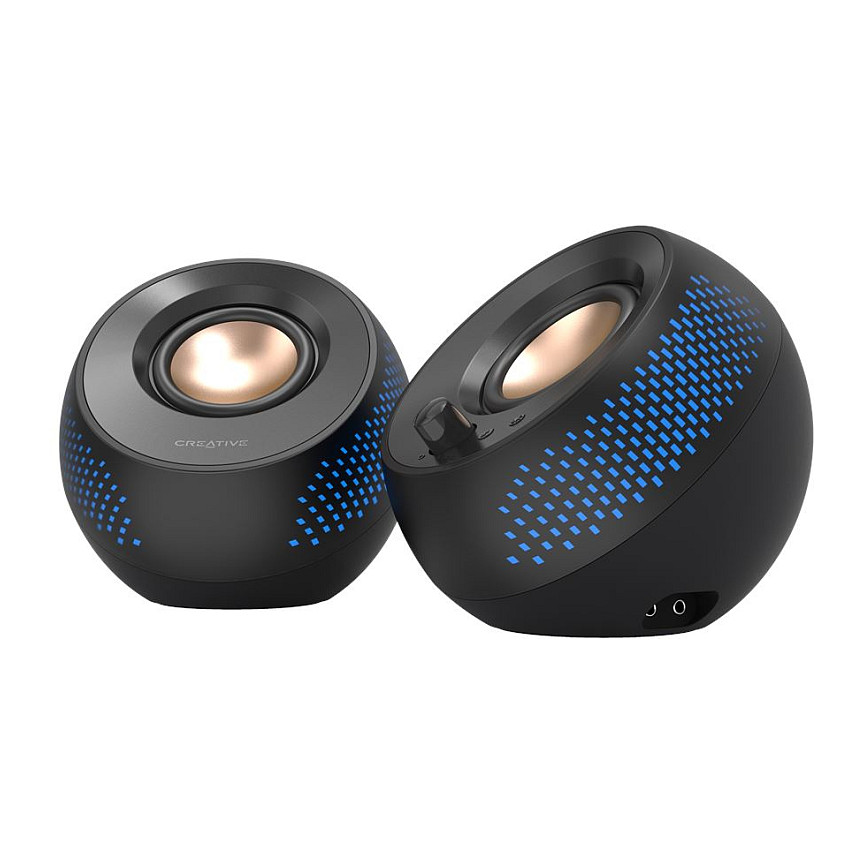 Altoparlantë Creative Labs Pebble X, 2.0, 15W RMS, 30W Peak, Bluetooth 5.3, USB-C, AUX, RGB - Zezë 2