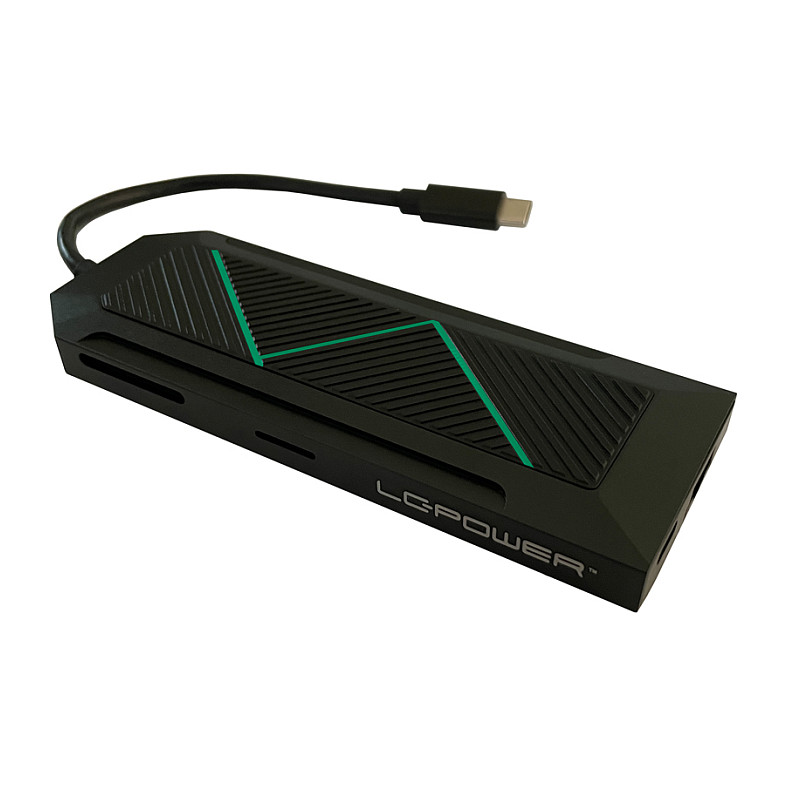 Hub USB-C LC-Power LC-HUB-C-MULTI-6-RGB, 3x USB-A, HDMI, Ethernet, SD/microSD, PD 100W - Zezë 3