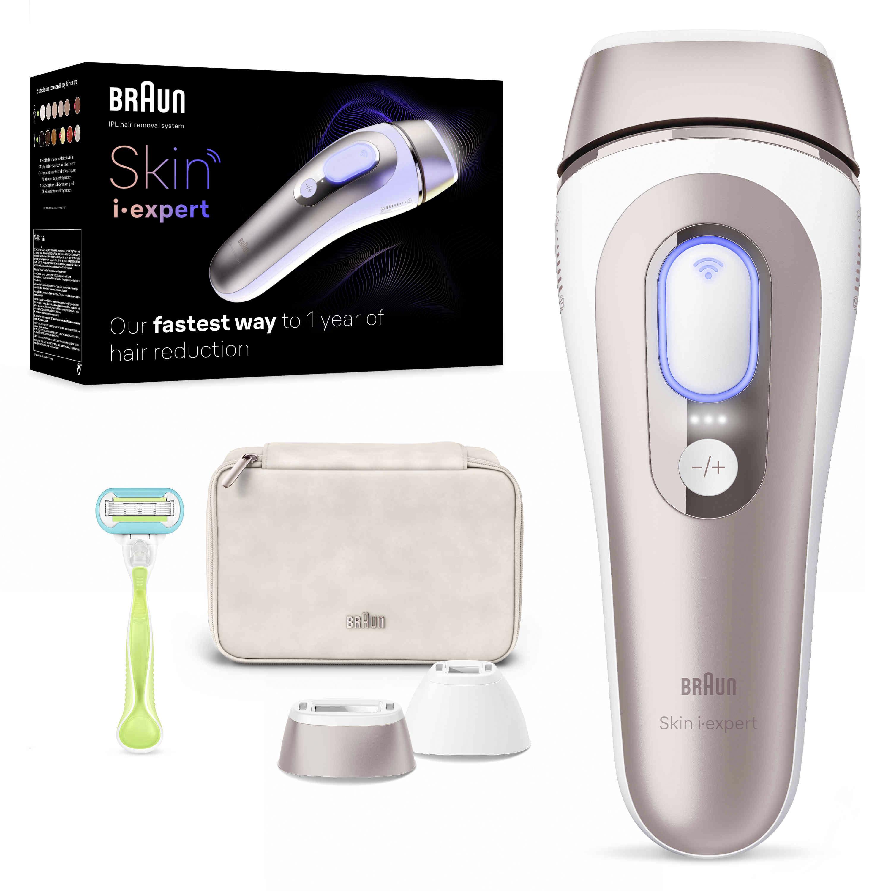 Makinë Depilimi Braun Skin i·expert, IPL, Smart Sensor, Kontroll përmes Aplikacionit - Bardhë , Rozë-Ari