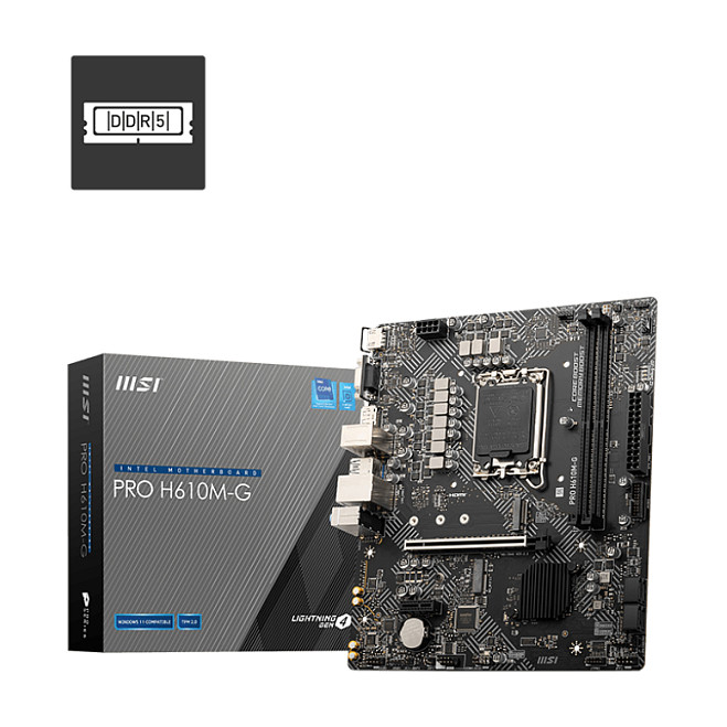 Pllakë Amë MB Intel MSI PRO H610M-G / Intel Socket 1700 / DDR5 / mATX / HDMI+VGA+DP