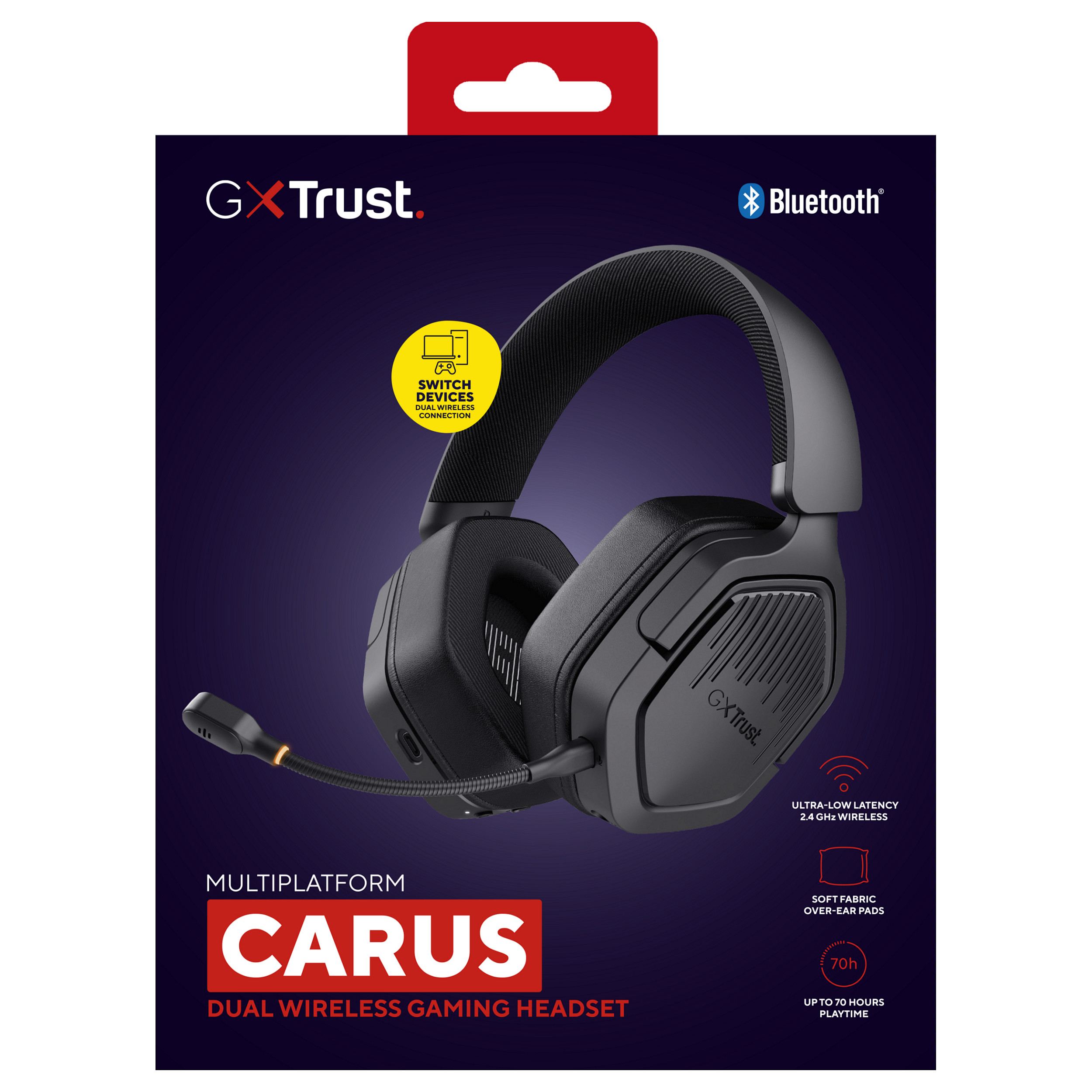 Kufje Gaming Trust GXT 493 Carus / Wireless / Over-Ear / 50 mm / 70 orë / Mikrofon – Zezë 8
