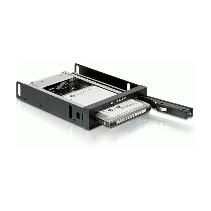 Këllëf për Disqe DeLOCK 47194, 2.5" SATA në Bay 3.5", 6Gb/s, Hot-Swap - Zezë