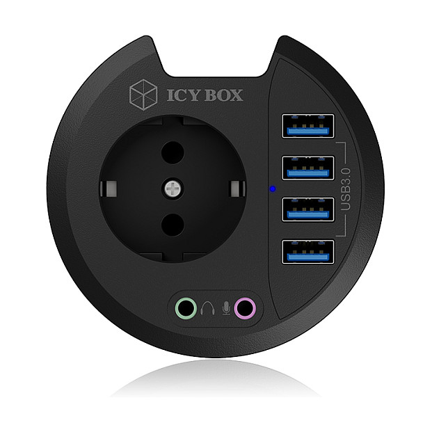 Hubs ICY BOX IB-HUB1430, USB 3.2 Gen 1, 4x USB-A, 2x Audio 3,5mm, Prizë 230V - Zezë 3