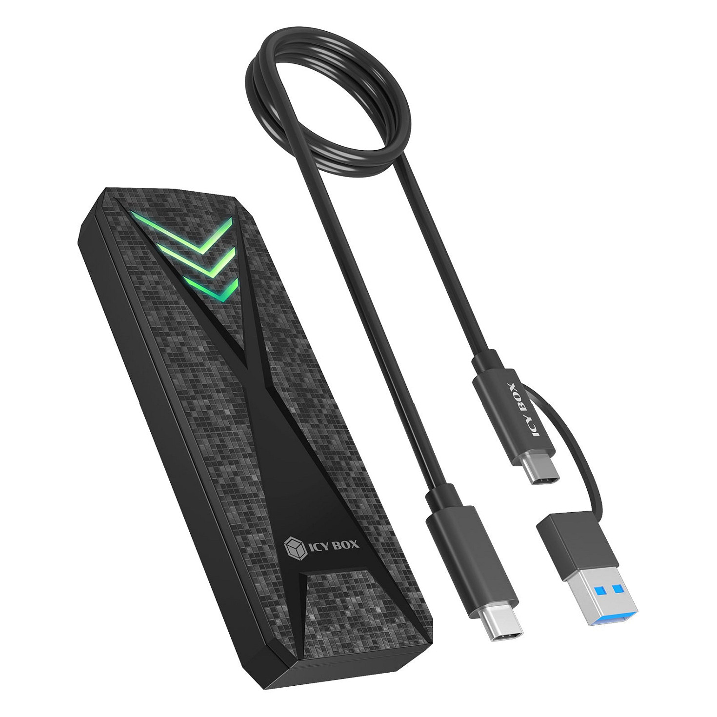 Këllëf për Disqe ICY BOX IB-1805ML-CU31, M.2 NVMe, PCIe, USB 3.2 Gen 2, 10Gbps, deri në 2TB, RGB - Zezë