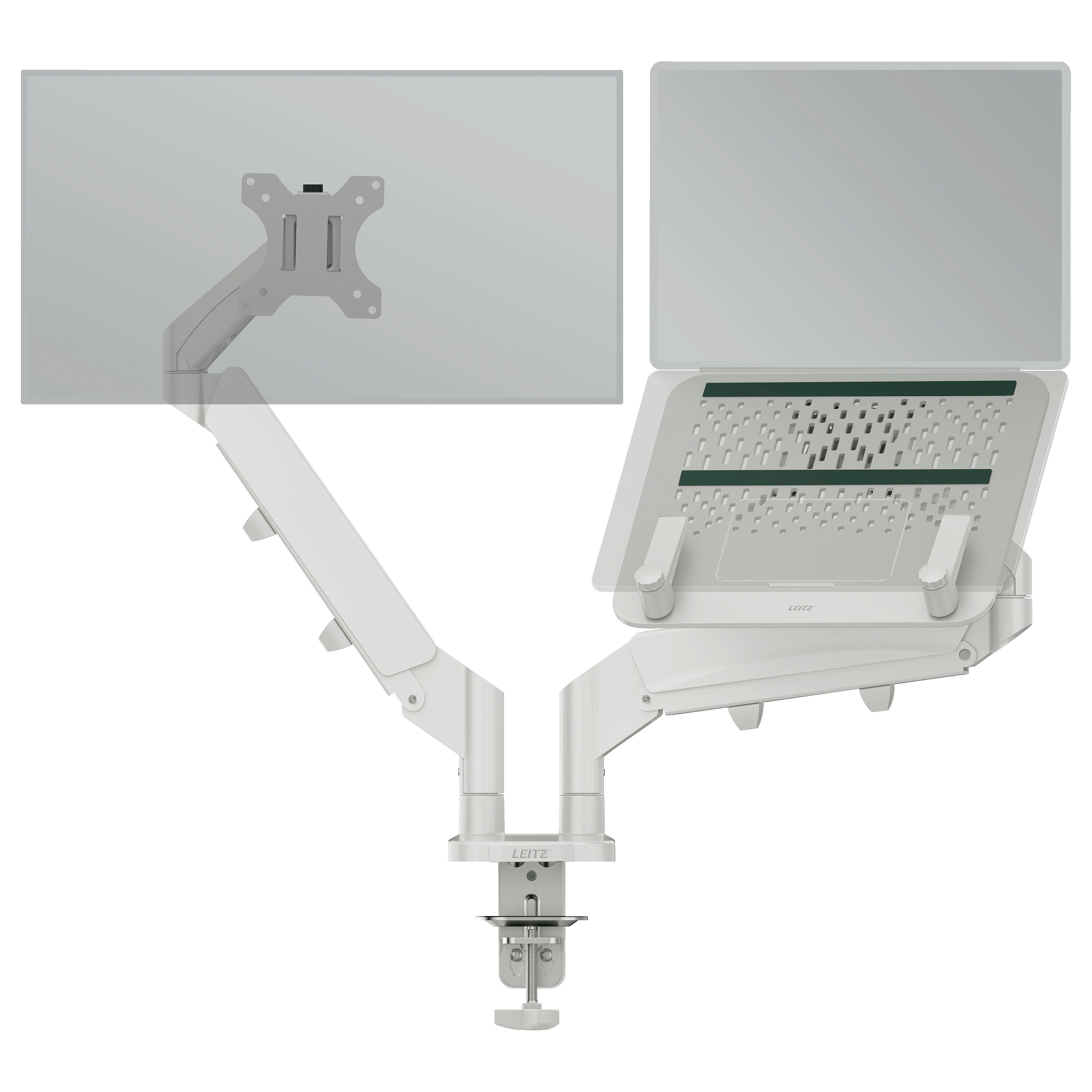 Mbajtëse për Monitor Leitz Ergo 65040089, 1 Monitor, Deri në 27", 2 Nivele të Lartësisë, 55 mm dhe 77 mm – Gri e Errët 10