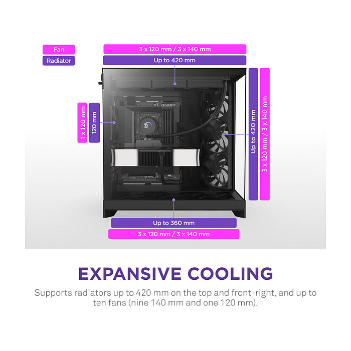 Kasë NZXT H9 Flow -Zezë thumbnail 3