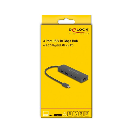 Hub USB DeLOCK 64110 / USB 10 Gbit/s / 2x USB-A + 2x USB-C / LAN 2.5 Gbit/s / Power Delivery 85W - Hiri 3