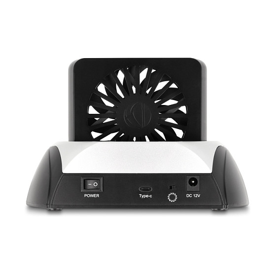 Docking Station për SSD USB 10 Gbps / 2.5″ + 3.5″ SATA HDD/SSD / M.2 NVMe + SATA SSD / Fan - Zezë thumbnail 2