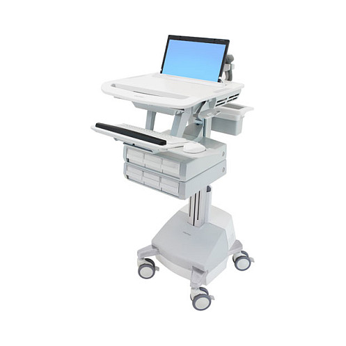 Karrocë për Laptop Ergotron StyleView SV44-1161-2, deri 17.3", 9.1kg, Rregullim Lartësie 51cm, Tabaka Tastiere, 6 Sirtarë, 4 Rrota - Hiri/Bardhë