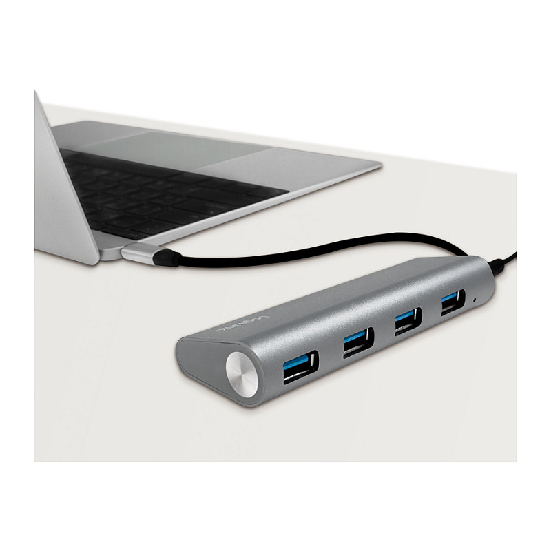 Hub USB-C LogiLink UA0309, 4x USB-A, USB 3.2 Gen 1, 5Gbps, alumin - Hiri 4