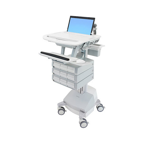Karrocë për Laptop Ergotron StyleView SV44-1191-2, deri 17.3", 9.1kg, Rregullim Lartësie 41cm, Tabaka Tastiere, 9 Sirtarë, 4 Rrota - Hiri/Bardhë