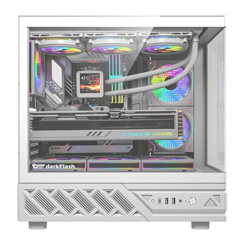 Kasë DarkFlash DS950V / ATX Mid-Tower / Display IPS 6" / 6x120mm ARGB / USB Type-C / Panoramic 270° – Bardhë 3