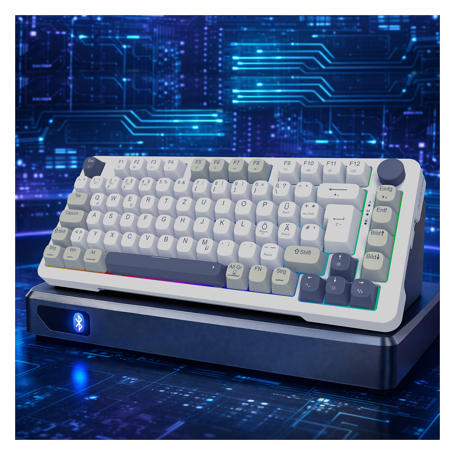 Tastierë Gaming Inca IKG-455 / Wired & Wireless / QWERTY / Mekanike / RGB LED / USB + RF Wireless + Bluetooth - Bardhë 2