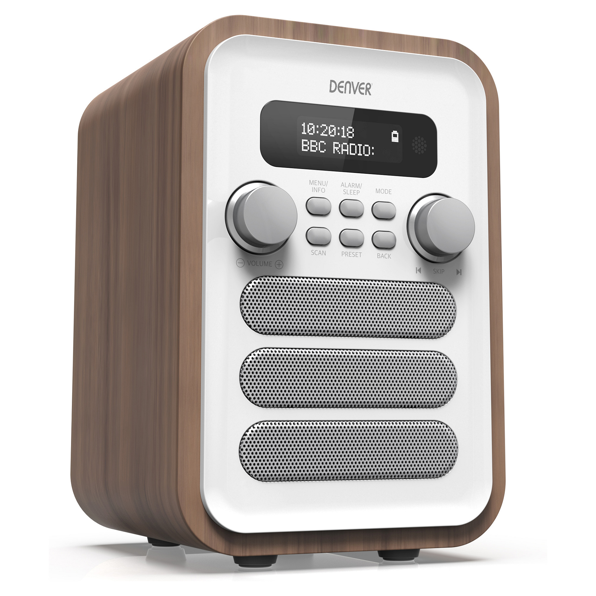 Radio Denver DAB-48, DAB+, FM, 2.5W, Jack 3.5 mm - Bardhë dhe Dru 5