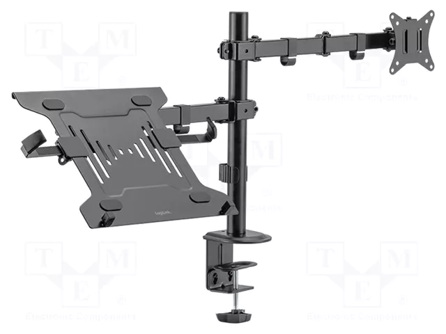 Mbajtëse për Monitor LogiLink BP0030, 13–27", Rregullim i Lartësisë, Mbajtëse për Tastierë, VESA 75 × 75 / 100 × 100 mm, Kapacitet 9 kg – Zezë 4