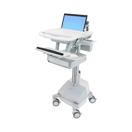 Karrocë për Laptop Ergotron StyleView SV44-1111-2, deri 17.3", 9.1kg, Rregullim Lartësie 51cm, Tabaka Tastiere, 1 Sirtar, 4 Rrota - Hiri/Bardhë