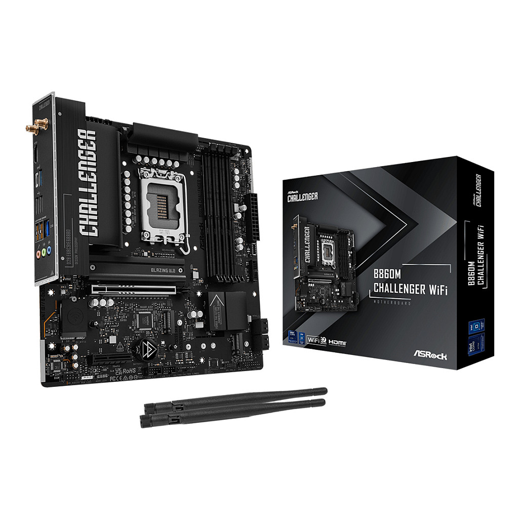 Pllakë Amë ASRock B860M Challenger WiFi / Intel LGA 1851 / B860 / DDR5 / Micro ATX / Wi-Fi 7 / 2.5GbE LAN