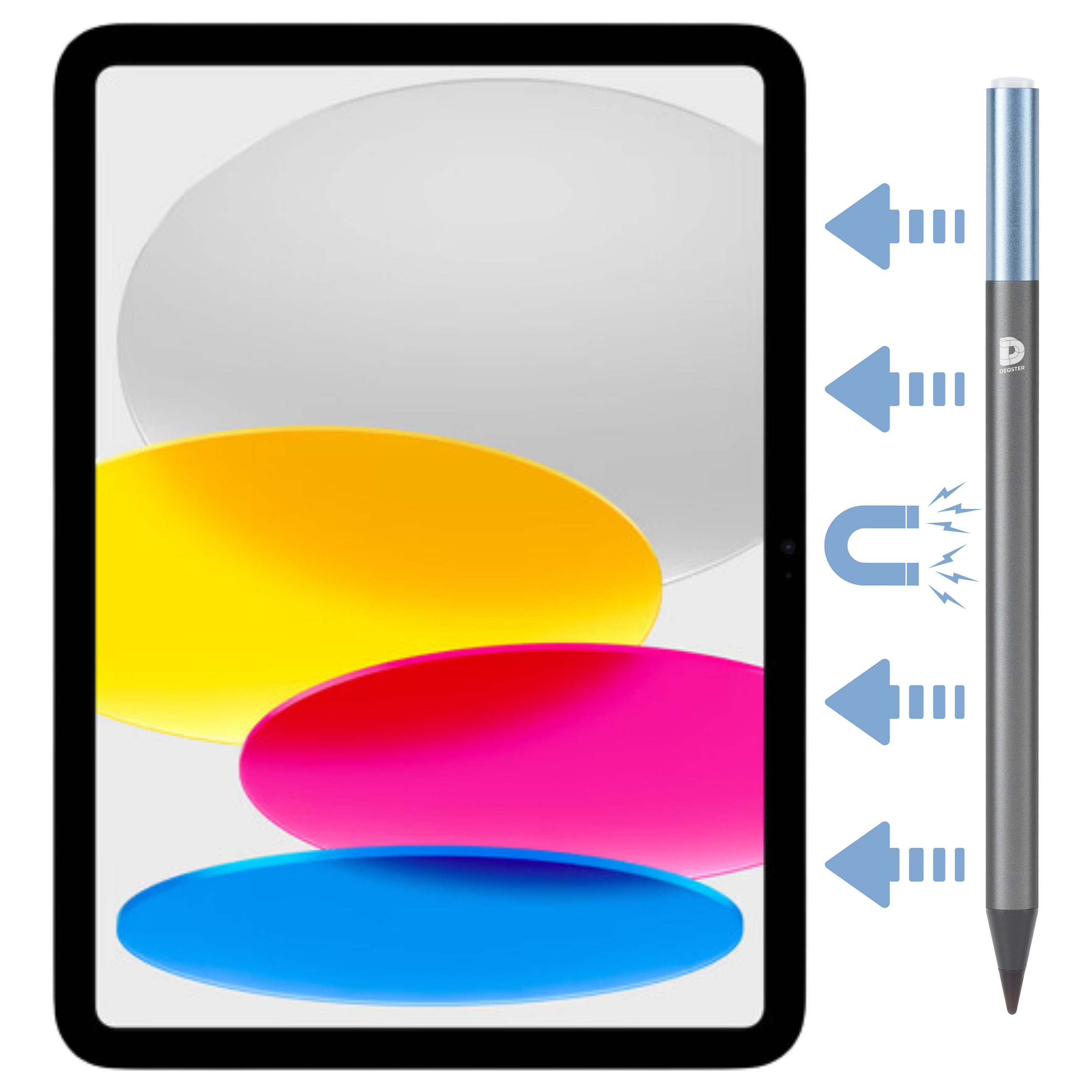 Aksesorë për Tablet DEQSTER Pencil 2 / Për iPad / Palm Rejection / Tilt Function / USB-C / 10.5 Orë – Gri/Blu 7