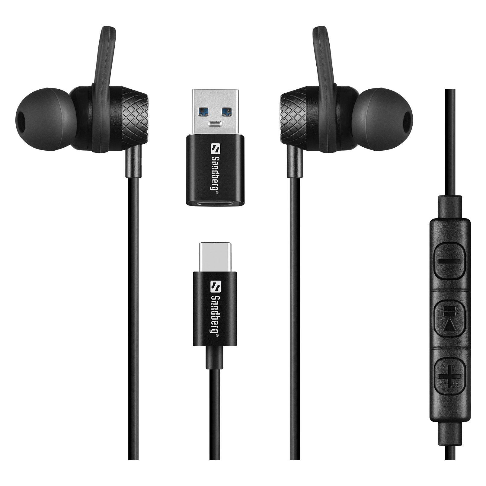 Kufje me kabllo Sandberg 126-50 / In-Ear / USB-C / USB-A / 10mm / 20-20000Hz / Mikrofon / 1.2m - Zezë