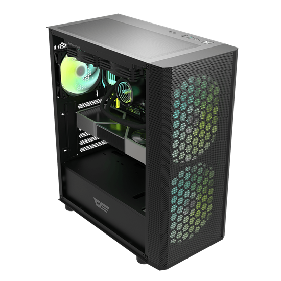 Kasë DarkFlash DK360 / Mid-Tower / ATX-M-ATX-ITX / 3xRGB Fans / Xham i Temperuar - Zezë 2