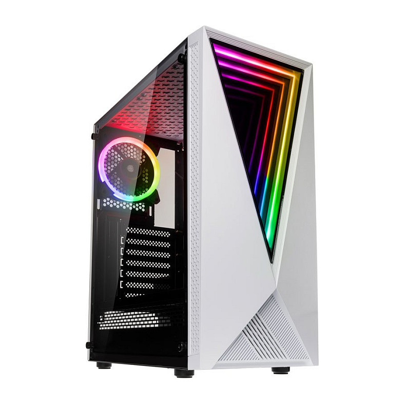 Kasë PC Kolink VOID RGB / Midi Tower / ATX / 1x 120mm ARGB Fan / Tempered Glass - Bardhë