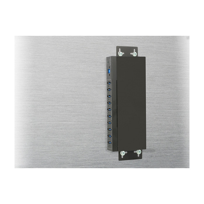 Hub DeLOCK 63919, 10x USB-A, USB 5Gbps, USB-B, 9–40V DC, 20kV ESD, Metal, Montim në Mur - Zezë 3