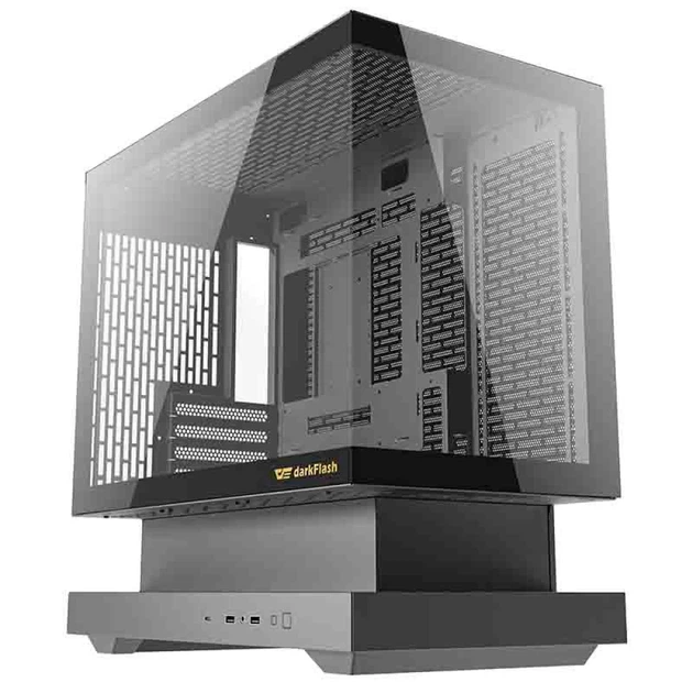Kasë Darkflash FLOATRON F1 / M-ATX Mid-Tower / 6x120mm ARGB / USB Type-C / Xham i Temperuar / Floating Design – Zezë 2