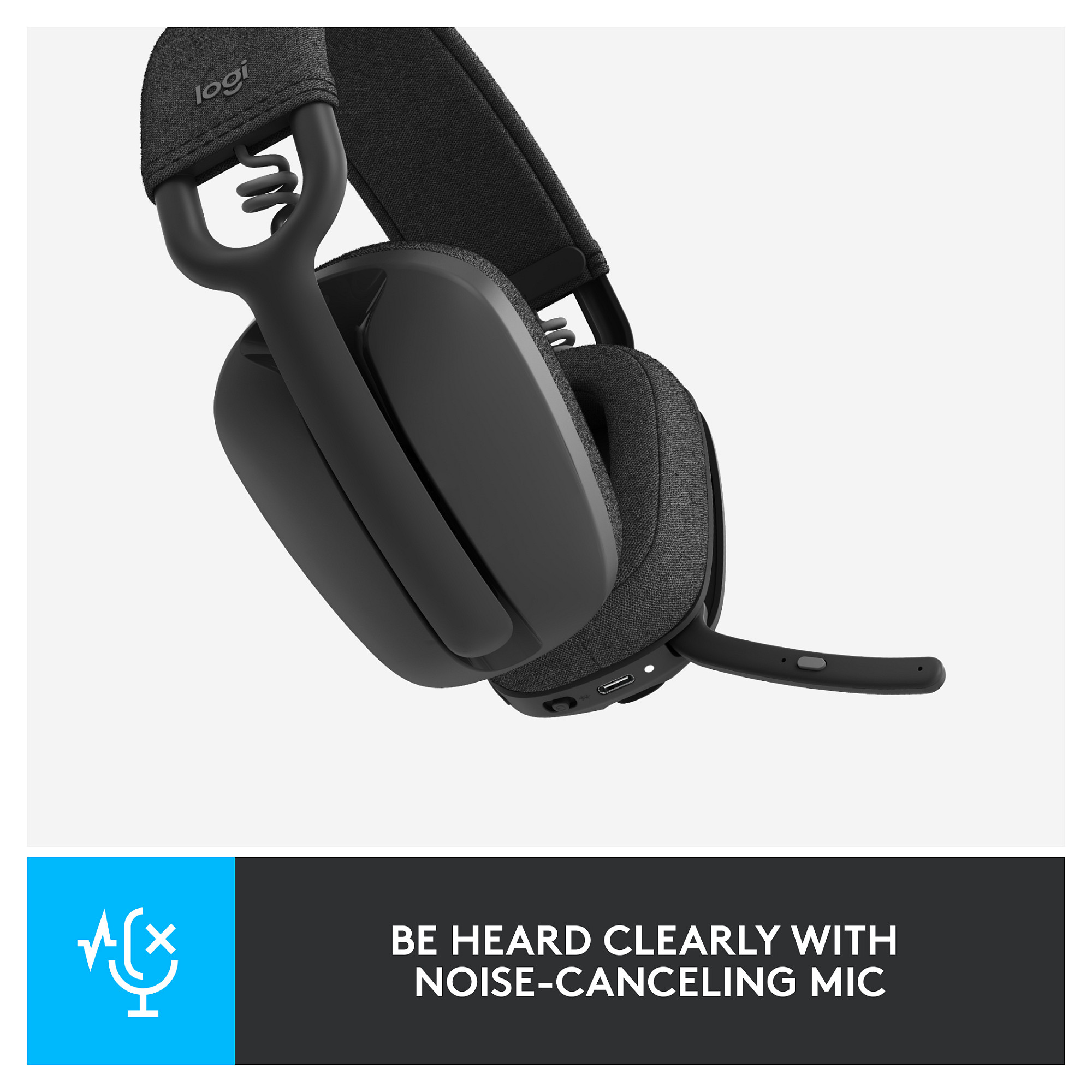 Logitech Zone Vibe 100 – Kufje pa Kabllo, Bluetooth 5.2, Stereo, Driver 40mm, 2× MEMS Microphone, Beamforming, 20h – Grafit 10