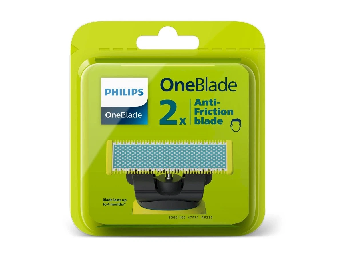 Teh zëvendësues për makinë rroje Philips OneBlade QP225/50 / Anti-Friction / Dual Protection / Contour-Following / 2 Copë - Gjelbër/Blu 2