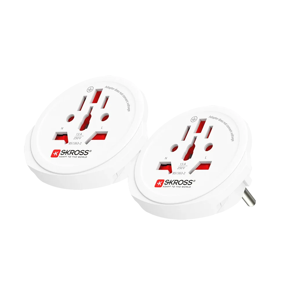 Adapter Universal SKROSS Europe to USA, 2 copë, 100–250V, 15A - Bardhë 6
