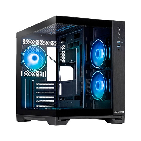 Kasë PC Chieftec Visio GM-30B-TG-OP / Cube / Tempered Glass / 6x 120mm Fan - Zezë
