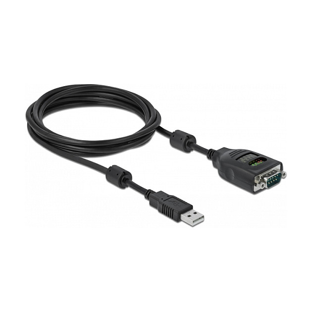 Kabllo USB DeLOCK 90497 / USB Type-A në Serial RS-232 / DB9 / FTDI / 460.8 Kbps / 9 LED / 2 m - Zezë 3