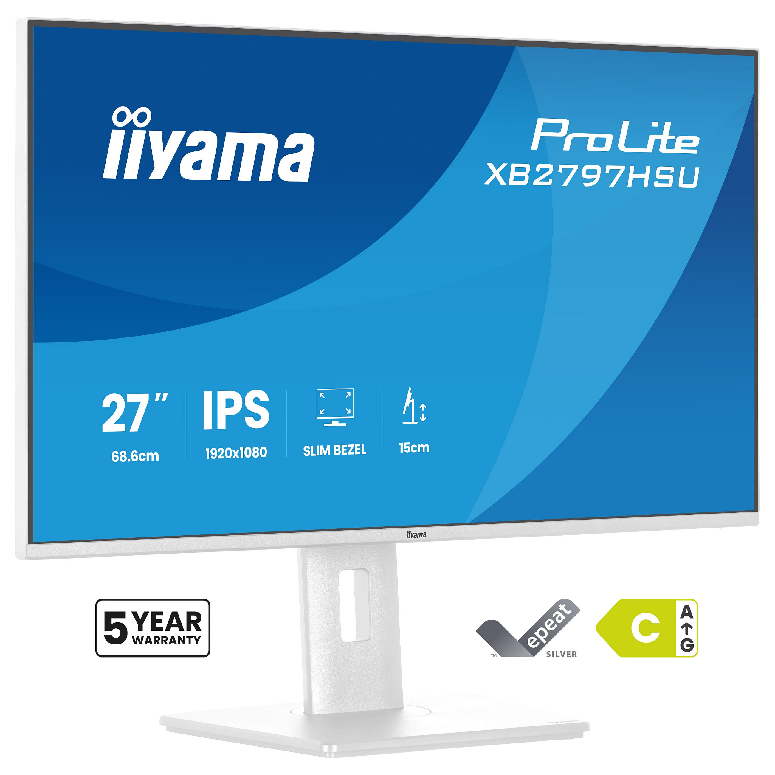 Monitor IIYAMA XB2797HSU-W1 / 27"/ Full HD IPS / LED / 120Hz / 1ms / HDMI+USB+DP - Bardhë