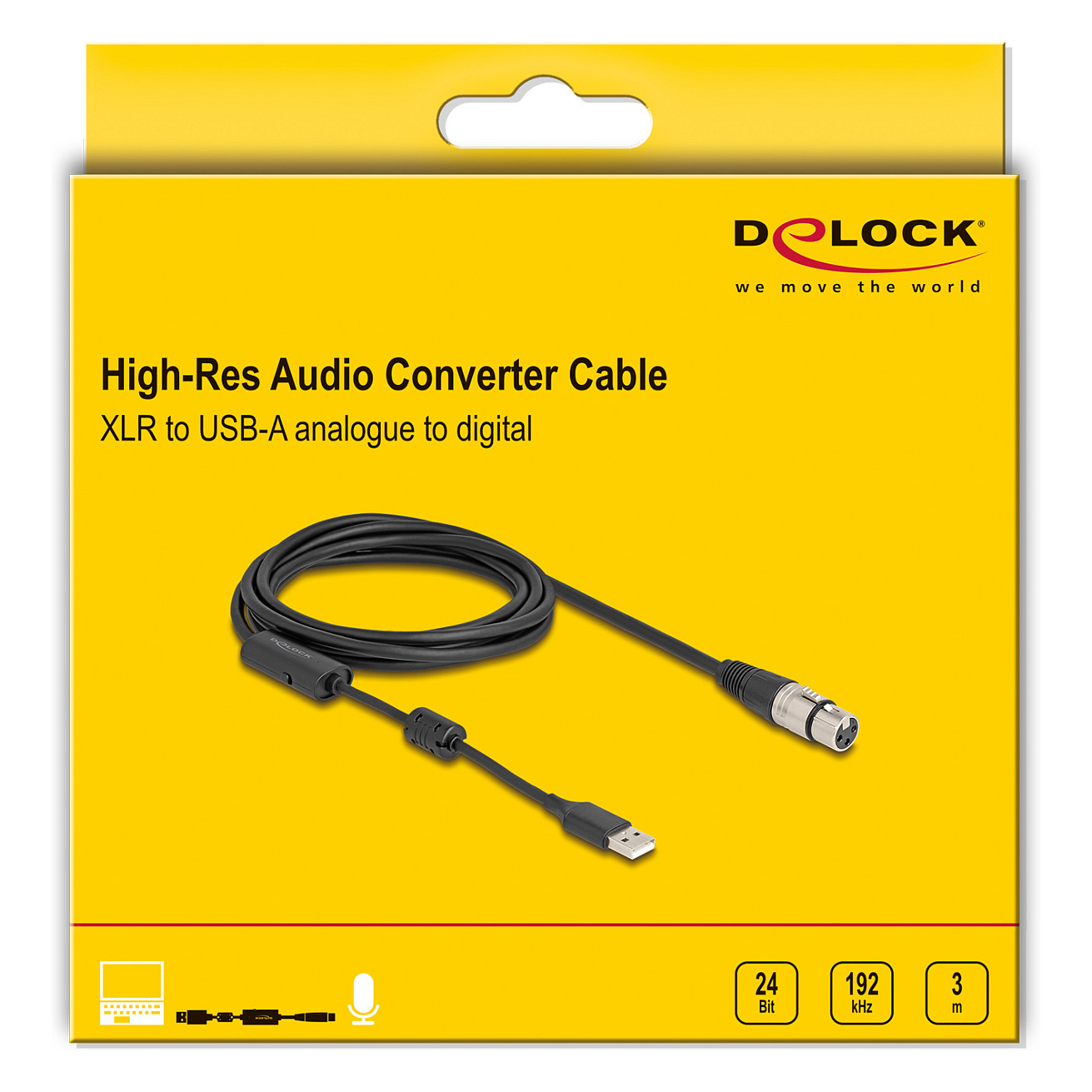 Kabllo Audio DeLOCK 84178, XLR 3-pin në USB-A, 3m, 24-bit/192kHz, +48V Phantom - Zezë/Argjend 3