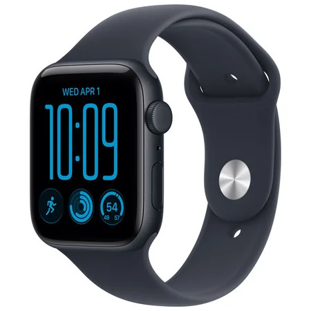 Apple Watch SE 3, 44mm, GPS + Cellular, Midnight Aluminium, Navy Blue Sport Band - S/M