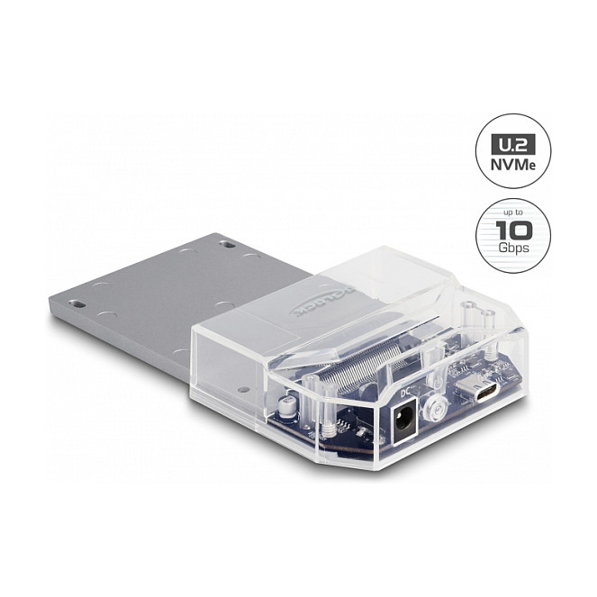 Këllëf për Disqe Delock 63368, SSD U.2 SFF-8639, USB-C 3.2 Gen 2, 10Gbps - Hiri/Transparente thumbnail 2
