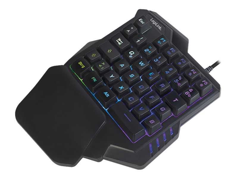Tastierë Gaming LogiLink ID0181 / One-Hand / Mini / Wired / USB / Rainbow LED / 2 Taste të Programueshme - Zezë 3