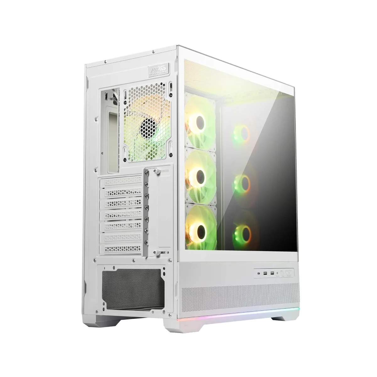 Kasë MSI MAG PANO 110R PZ / ATX Mid-Tower / Xham Panoramik 270° / 4x120mm ARGB / USB 3.2 Gen2 Type-C – Bardhë 2