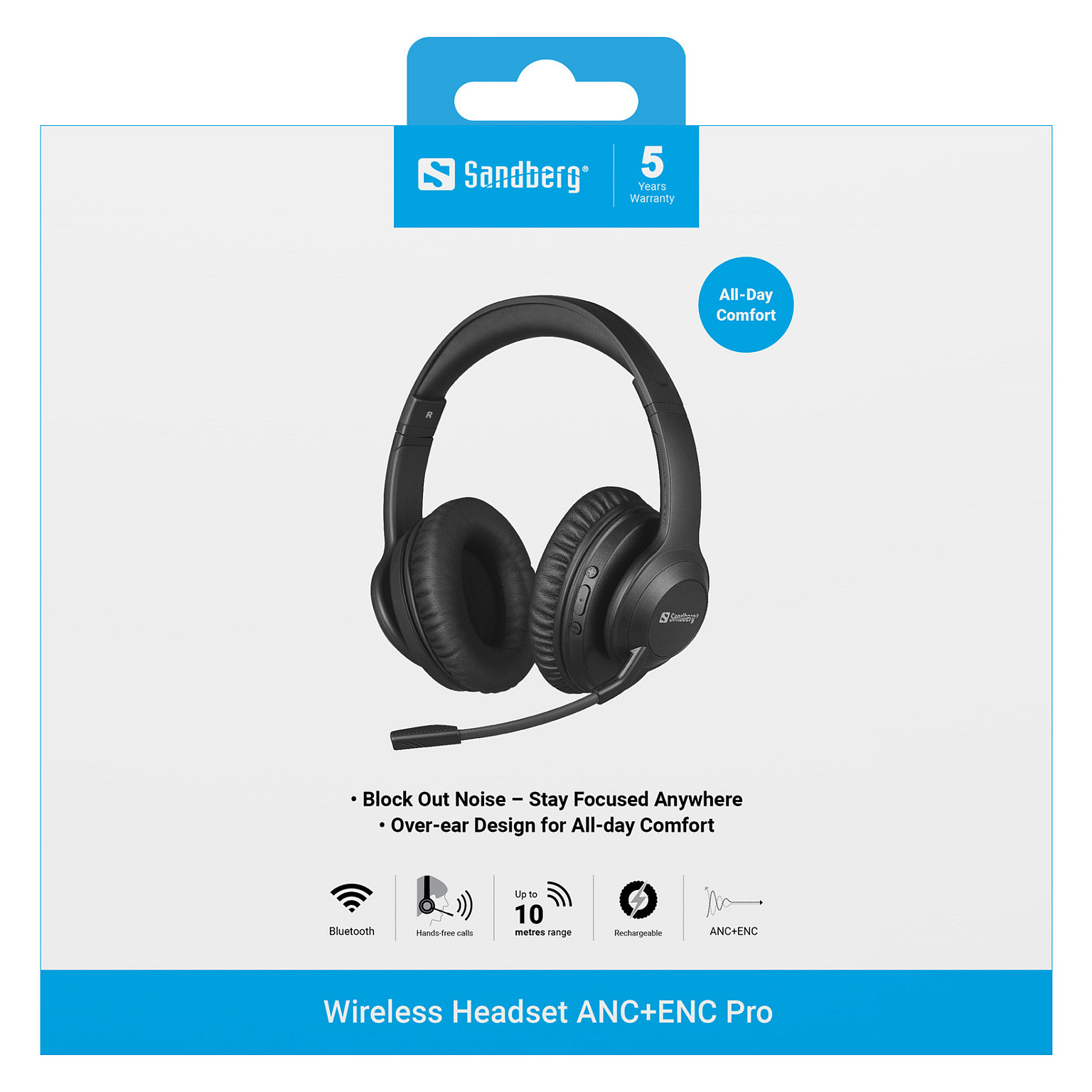 Kufje pa kabllo Sandberg Wireless Headset ANC+ENC Pro 126-45 / Over-Ear / Bluetooth 5.3 / 40mm / 20-20000Hz / ANC / ENC / Mikrofon - Zezë 9
