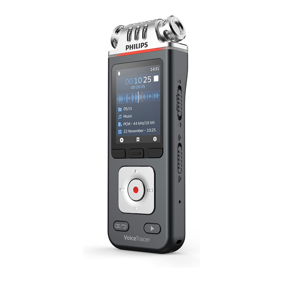 Regjistrues Audio Philips VoiceTracer DVT6115 / 8GB / microSD 32GB / USB-C / Bateri 1000mAh - Gri/Krom 3
