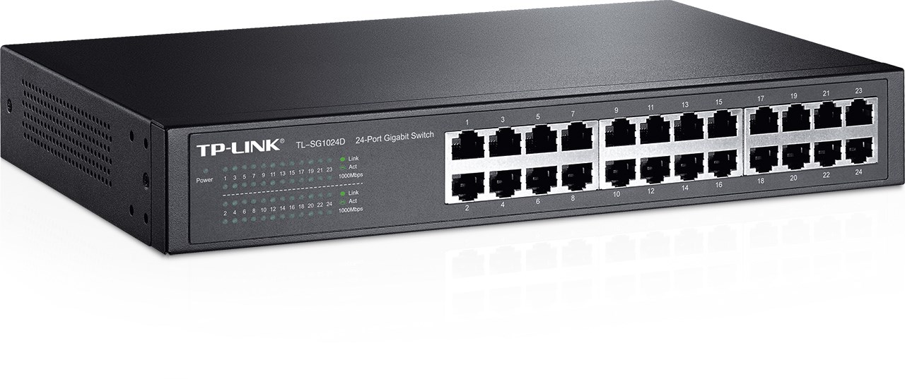 Switch TP-Link TL-SG1024D / 24-Port Gigabit / Unmanaged / Rack / Fanless / 48Gbps - Gri