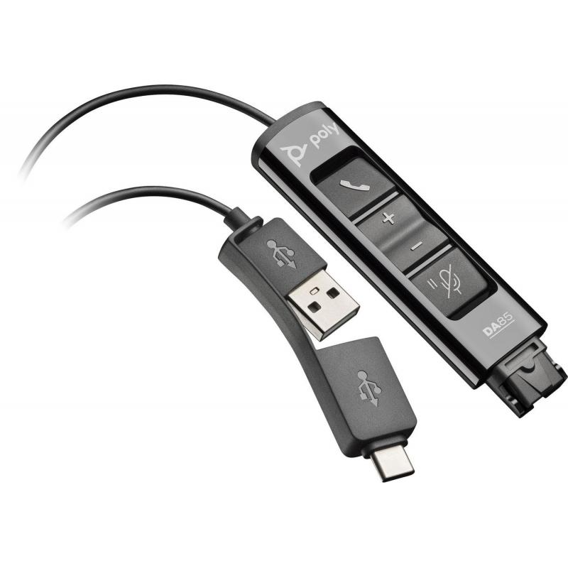 Adapter për kufje Poly DA85 / Wired / USB-A, USB-C në QD / SoundGuard Digital – Zezë