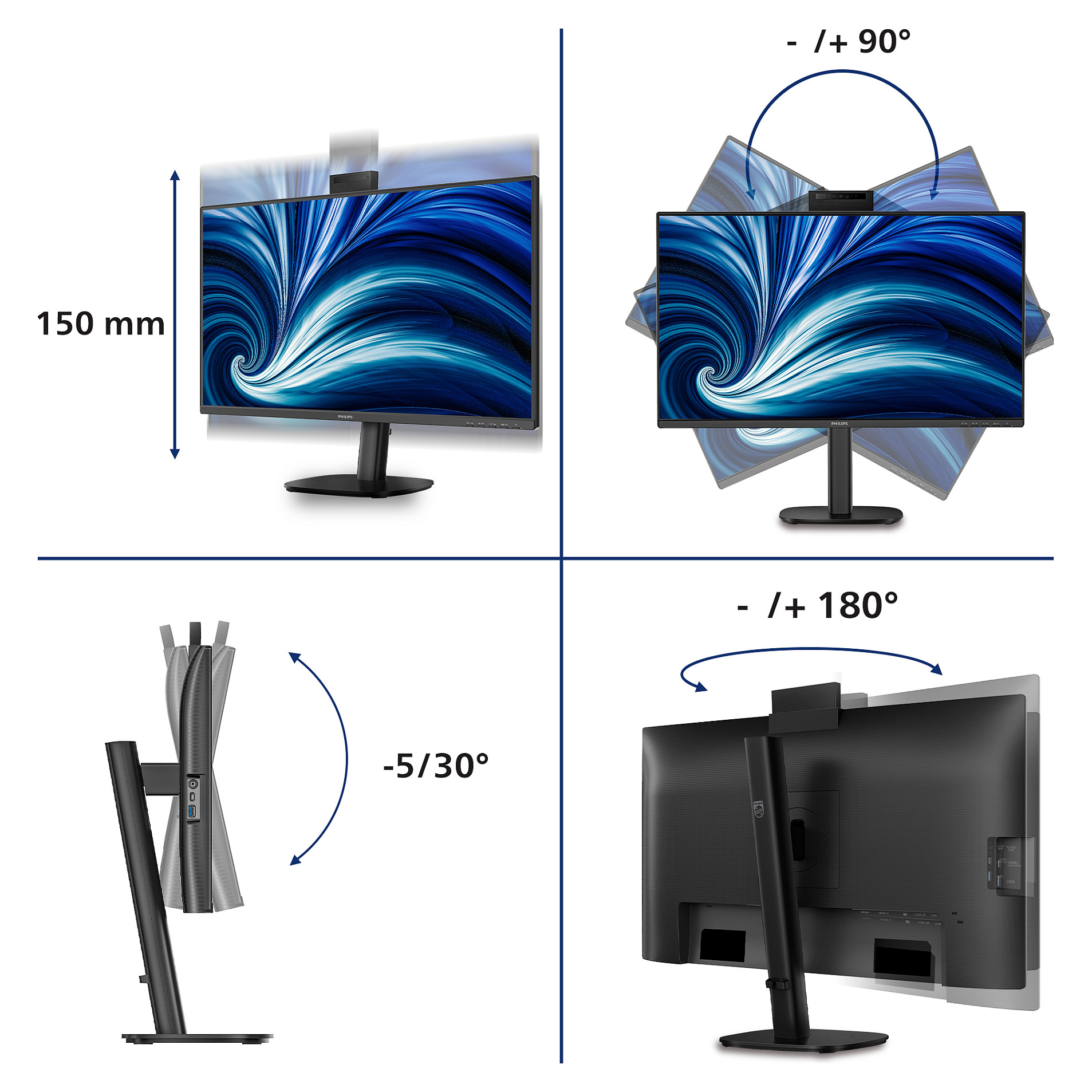 Monitor Philips 27B2N3500JH / 27"/ Quad HD IPS LCD / 120Hz / 4ms / USB-C+DP+HDMI - Zezë thumbnail 4