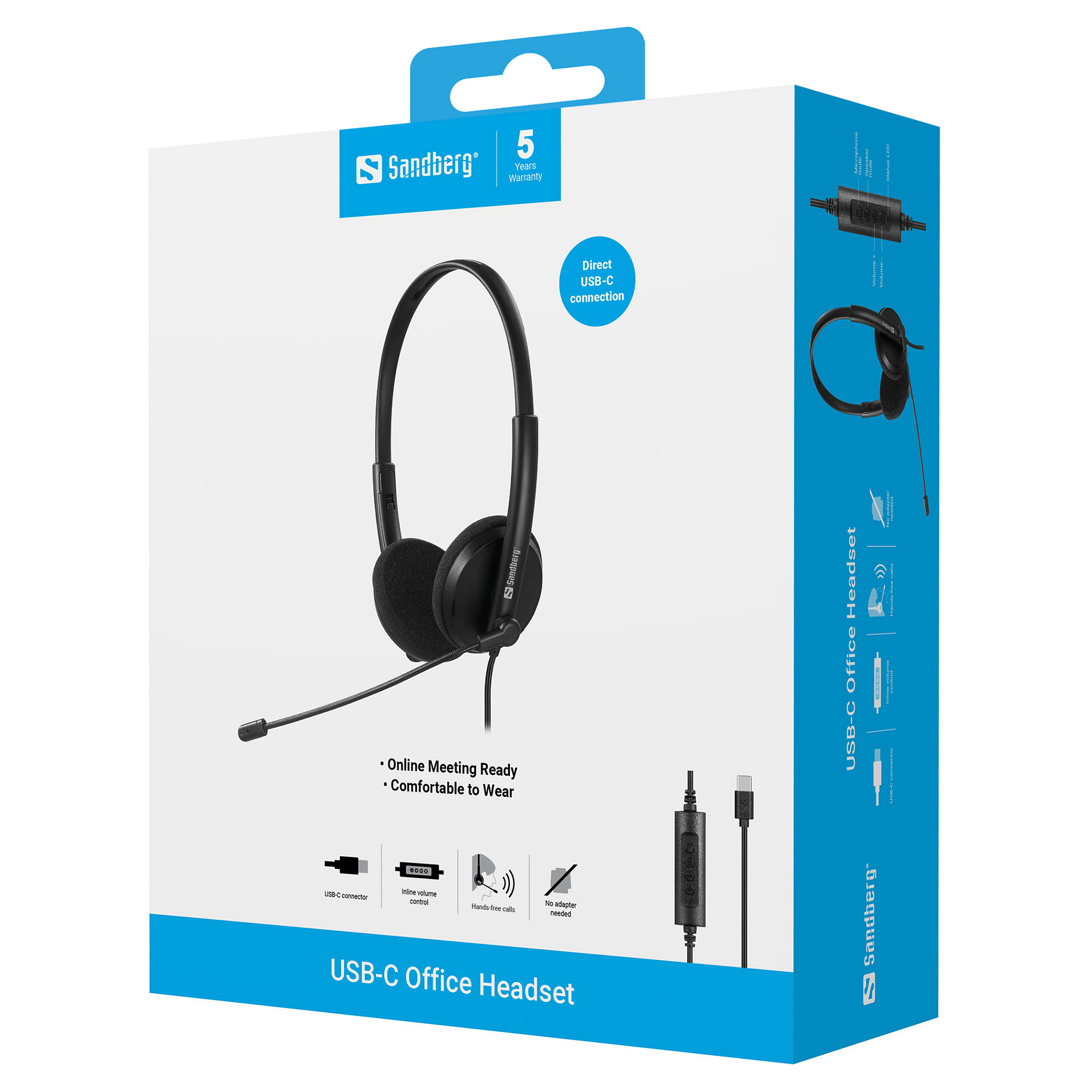 Kufje me kabllo Sandberg USB-C Office Headset 126-46 / USB-C / 27mm / 20-20000Hz / Mikrofon / 2m - Zezë 7