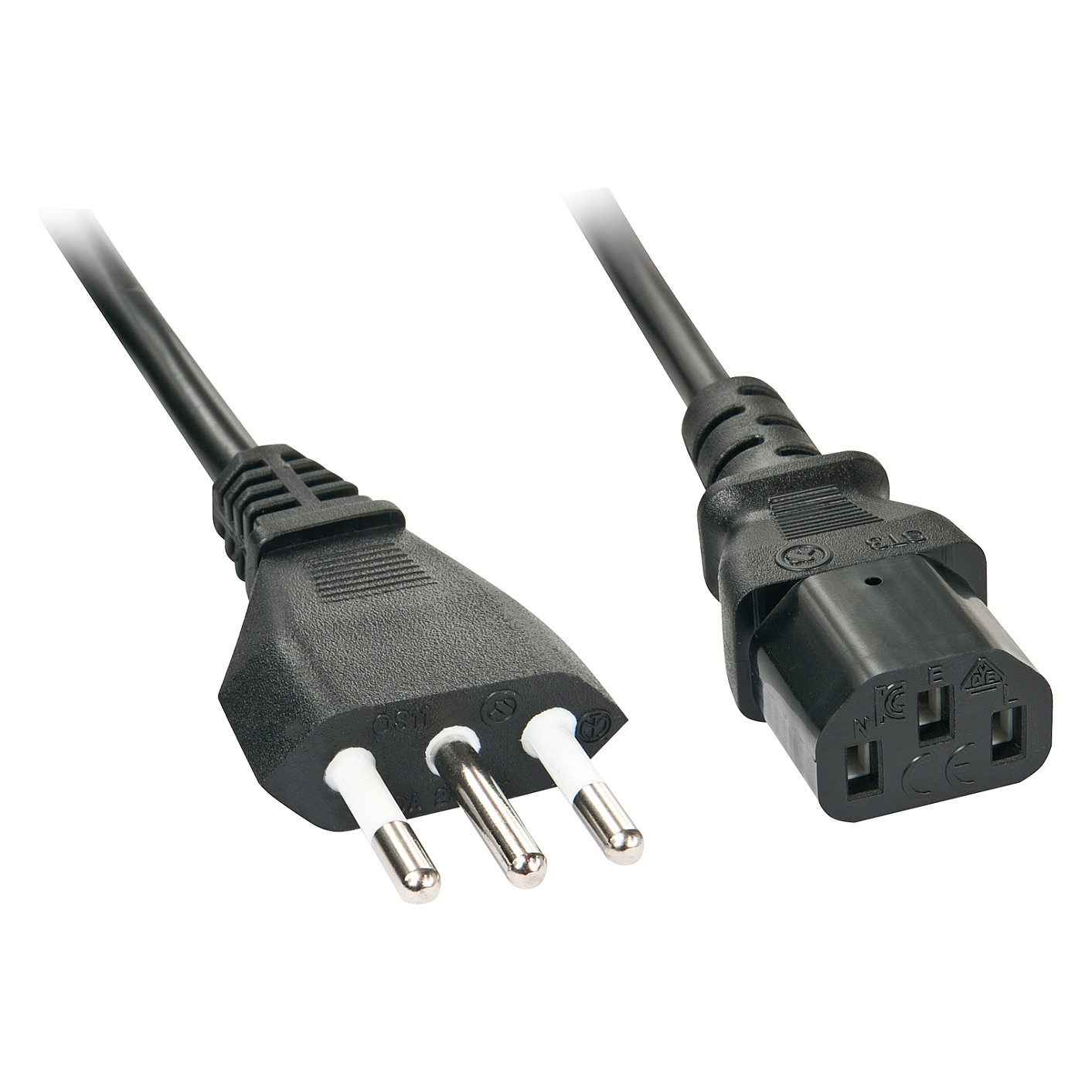 Kabllo për Furnizim me Energji Lindy 30047, Schuko CEE 7/7 në 1x IEC C13 dhe 1x IEC C5, 2 m, 10 A / 2.5 A, 250 V – Zezë 5